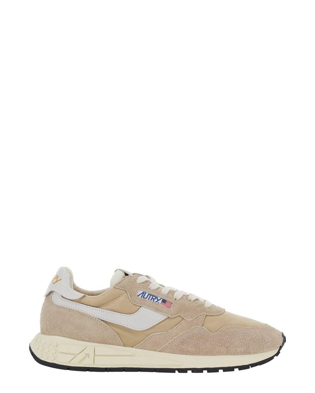 Autry White Reelwind Suede Mini Logo Patch Low-Top Sneaker For for men