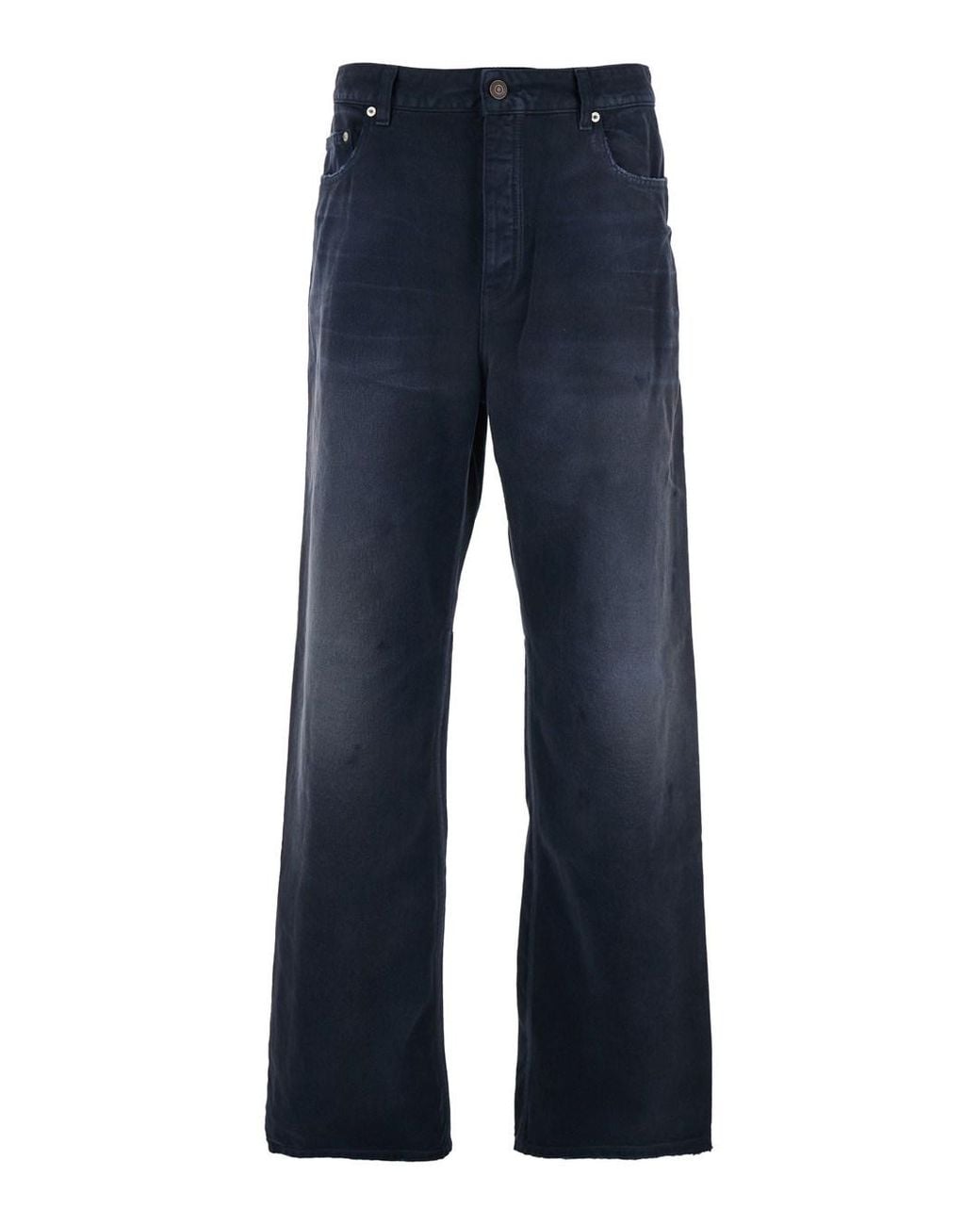 Balenciaga Blue Jeans With Faded Effect And Logo Patch On The Back for men