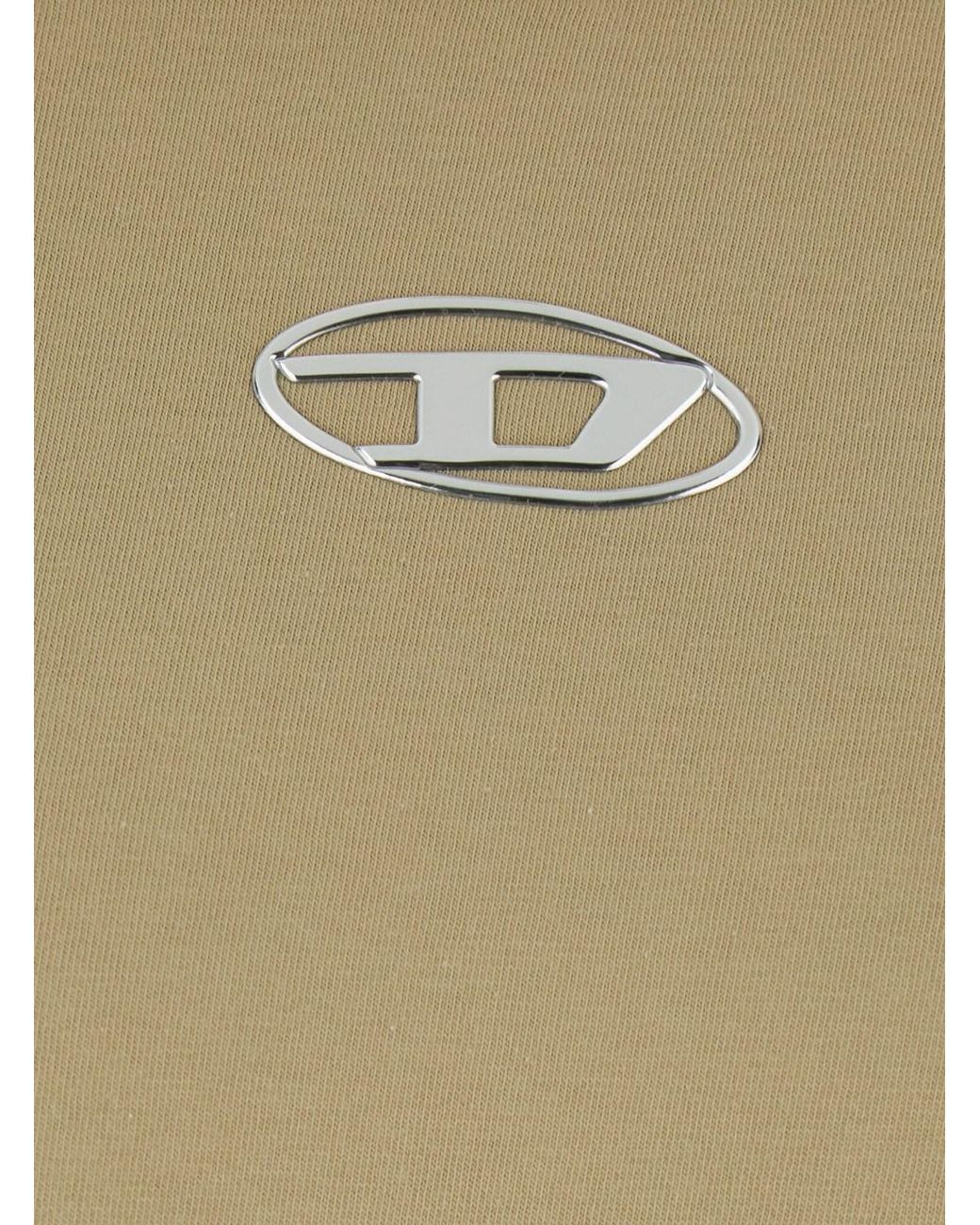 DIESEL Natural Crewneck T-Shirt With Front Logo for men