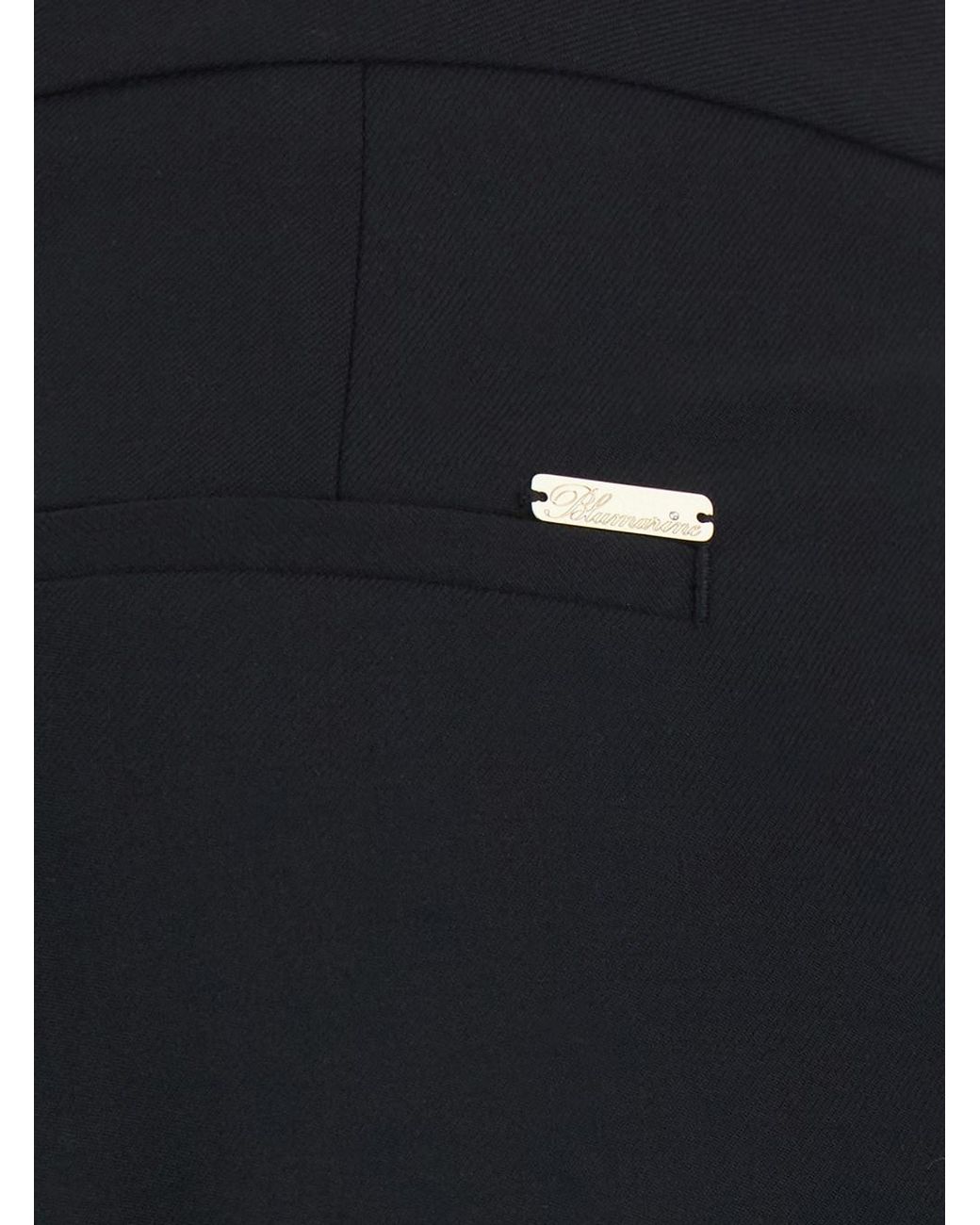 Blumarine Blue Blended Wool Tech Pants With Elastane, Regular Fit