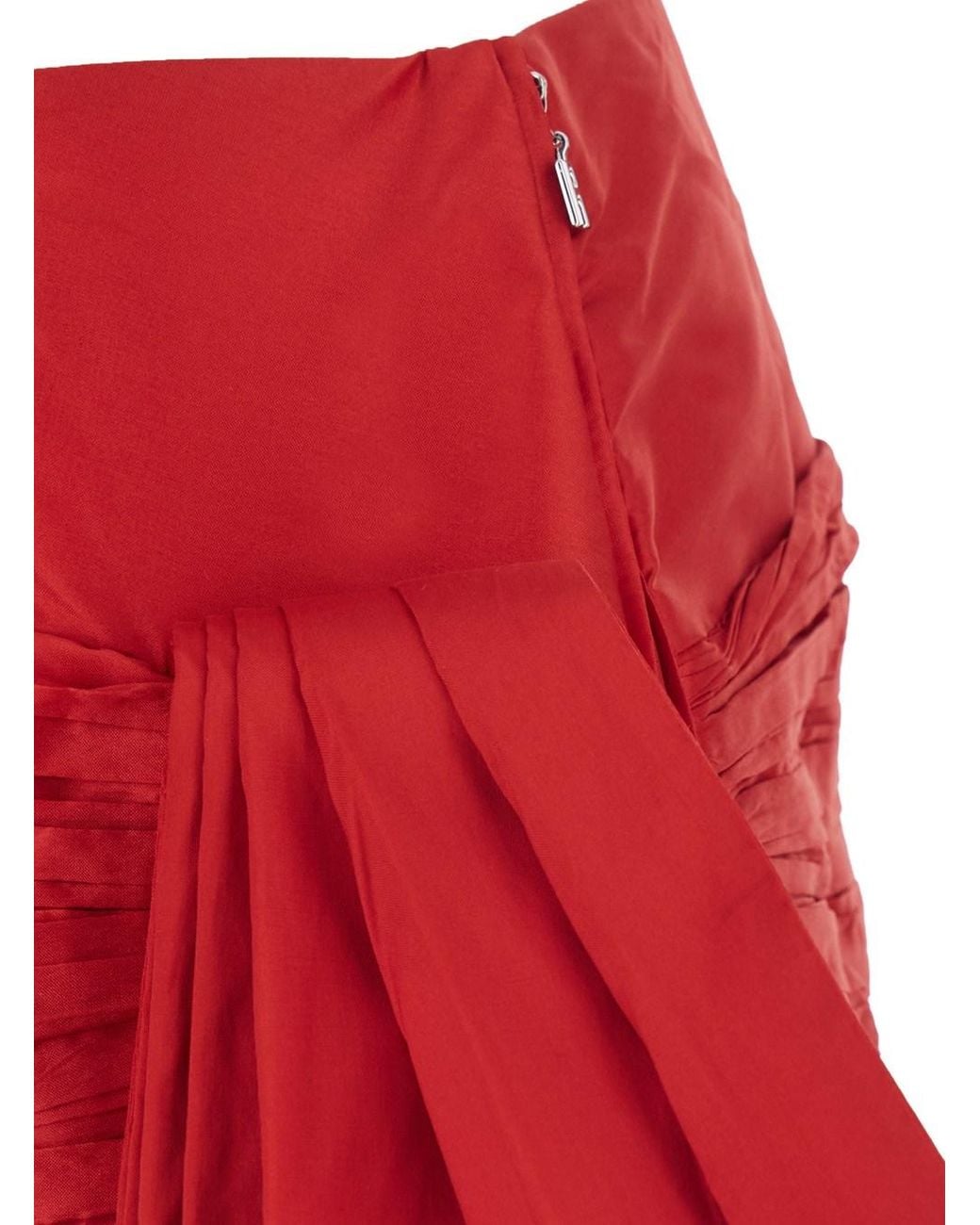 ROTATE BIRGER CHRISTENSEN Red Mini Bow Skirt Is A Skirt Characterized By A Mini Design And A