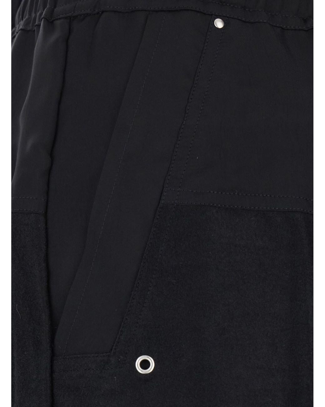 Rick Owens Black Wide Leg Tech Fabric Trousers for men
