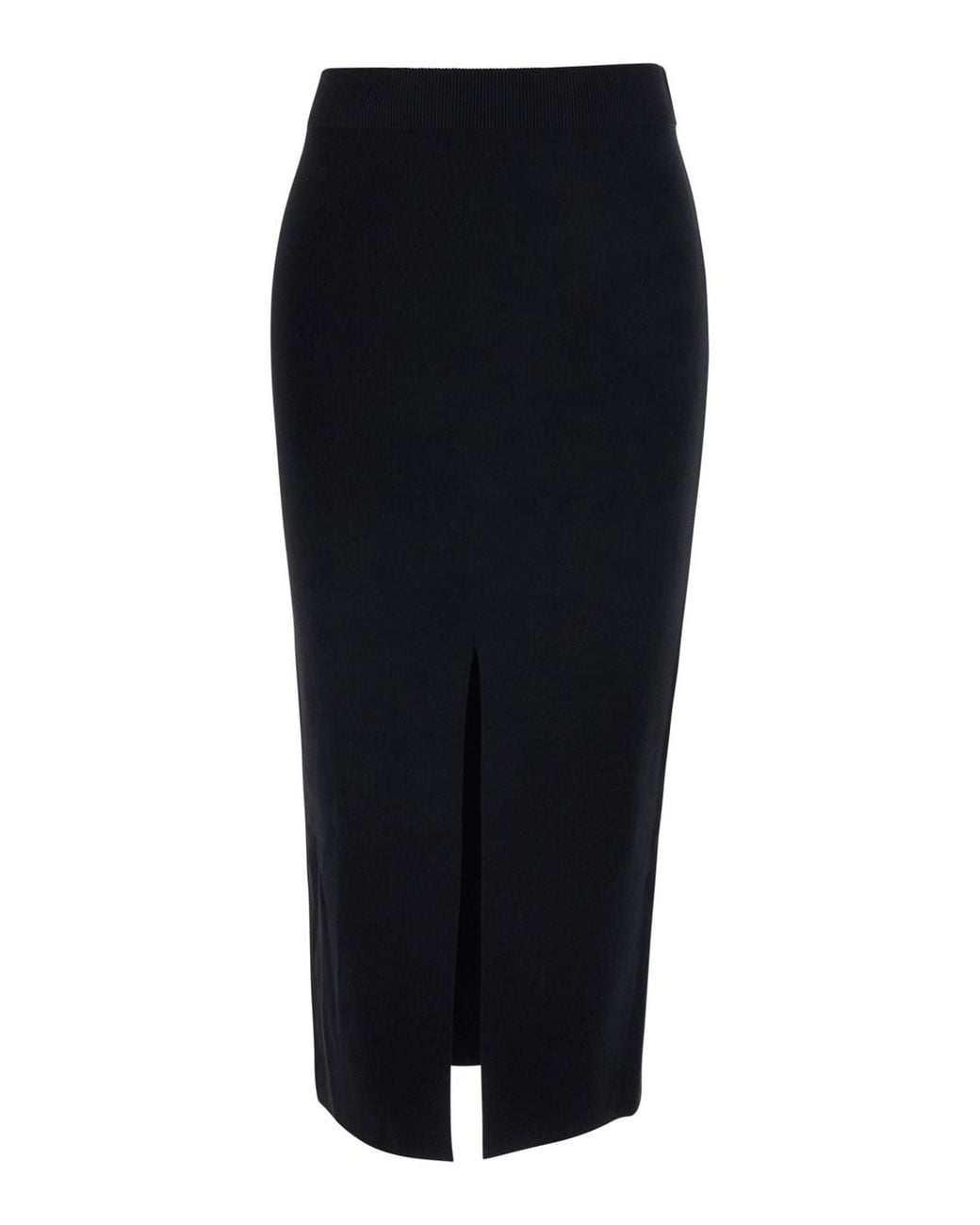 Pinko Black Ribbed Tech Fabric Skirt Viscose
