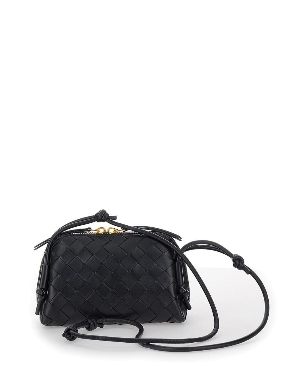 Bottega Veneta Black Crossbody Bag 'Concert' With Intreccio Motif