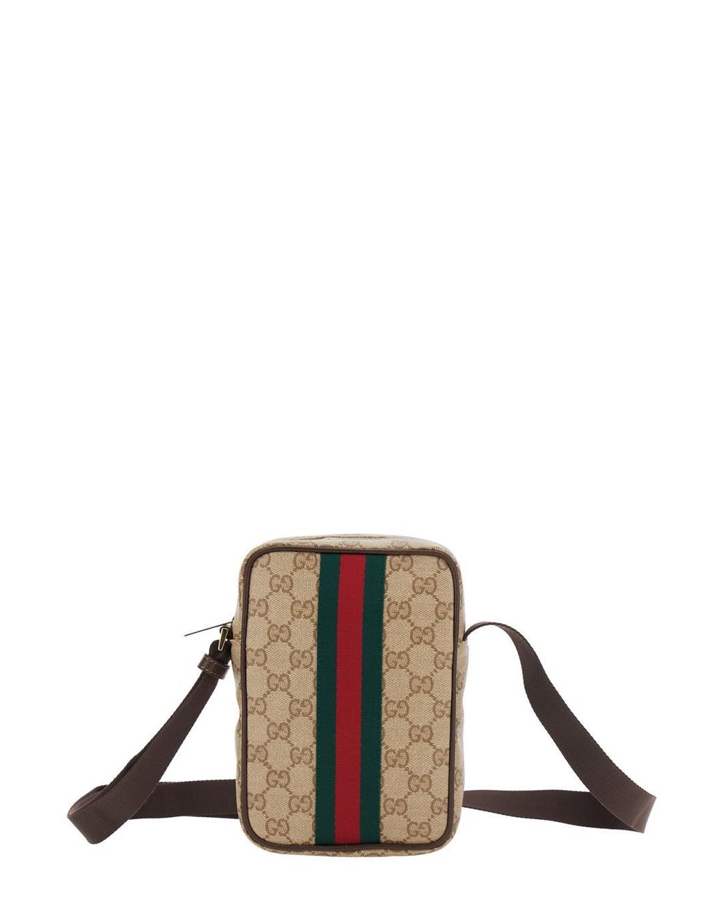 Gucci Brown Crossbody Bag With Web Stripe And Adjustable Strap for men