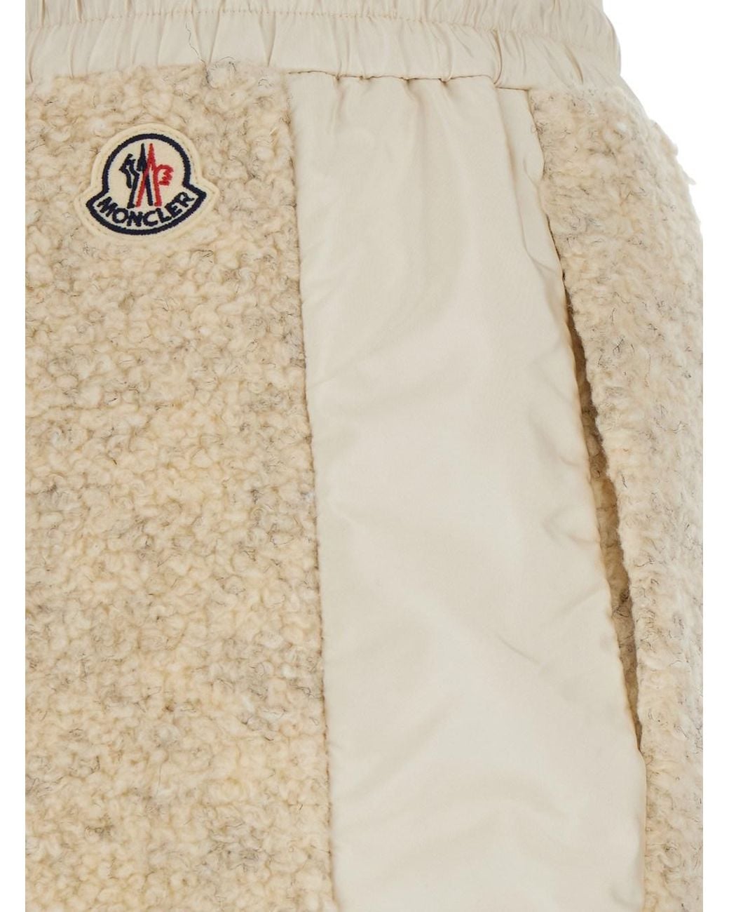 Moncler Natural Pants With Elastic Waistband And Drawstring And Logo Pat