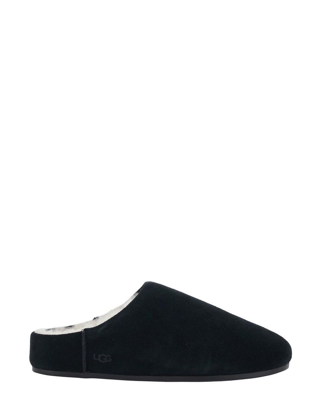 Ugg Black Mules Elea Slip On Synthetic Fur And Rubber