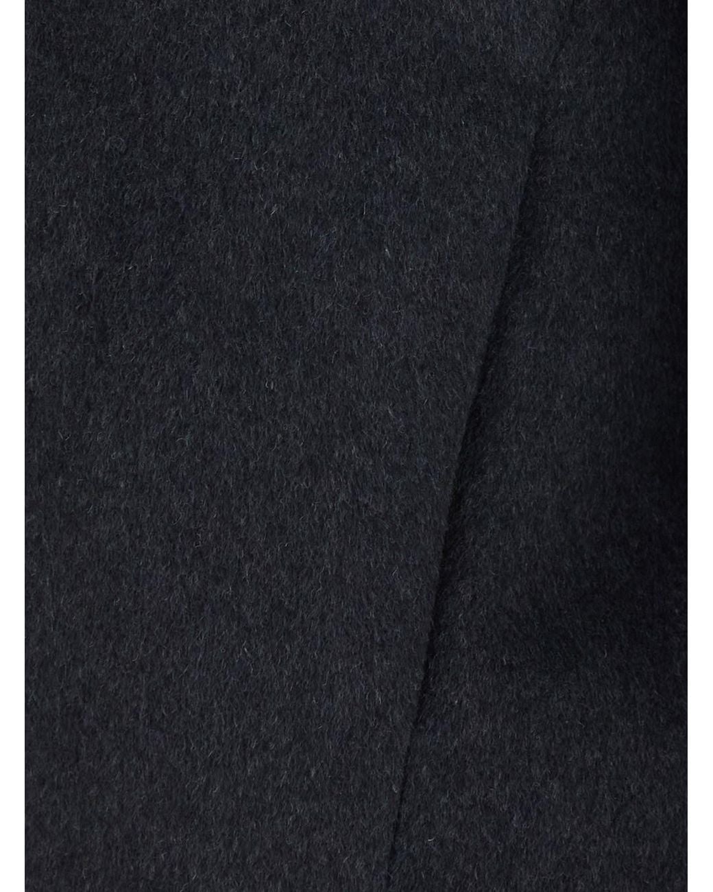 ..,merci Black Double-Breasted Coat With Wide Notched Revers