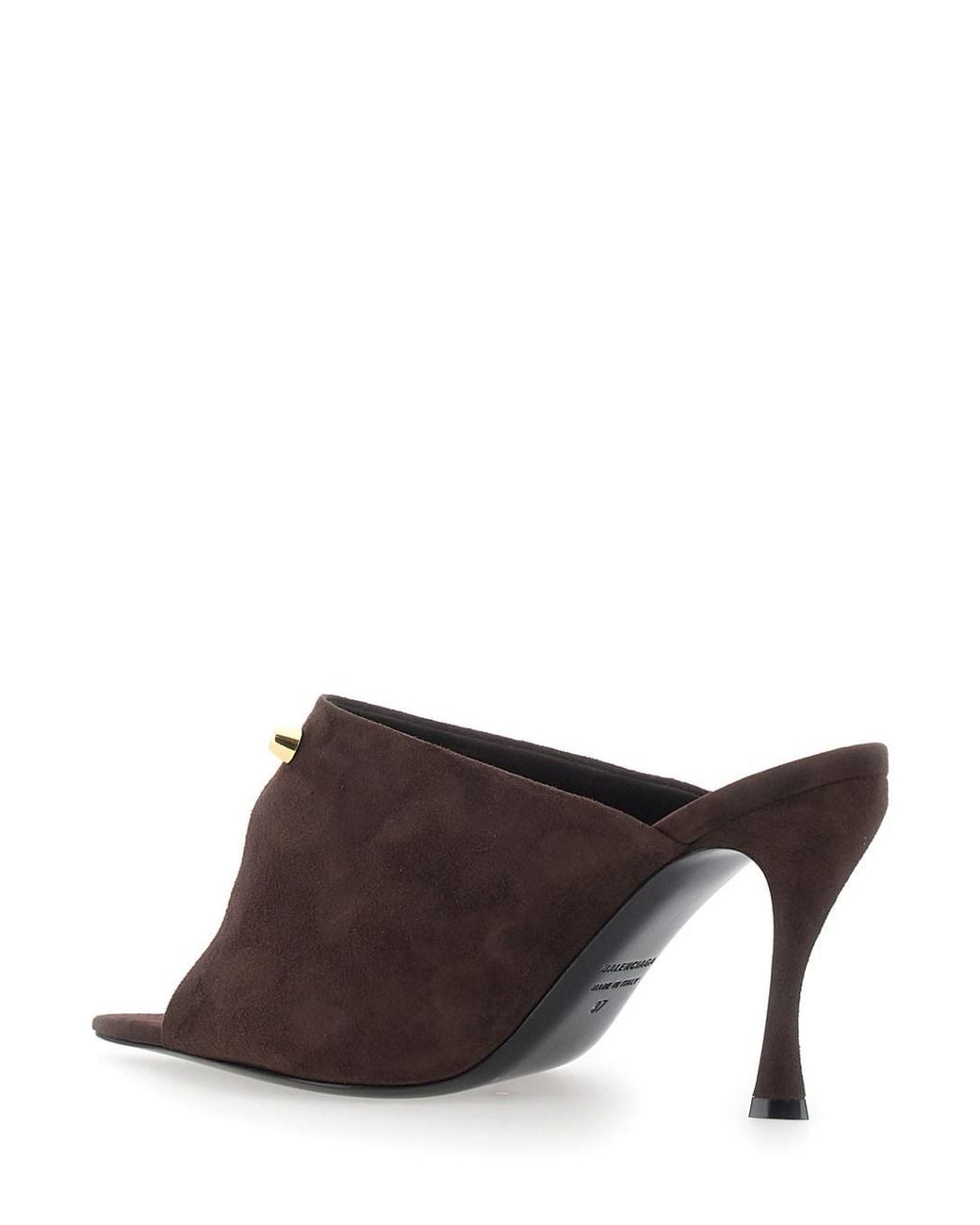 Balenciaga Brown 'Midnight City' Heeled Sandals With Front Plate And H