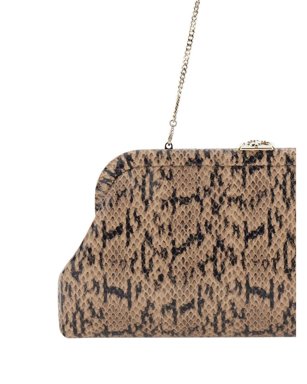 Jimmy Choo Natural Emmie Kigali Snake Printed With Brass Details And For Calf Clutches Pochettes