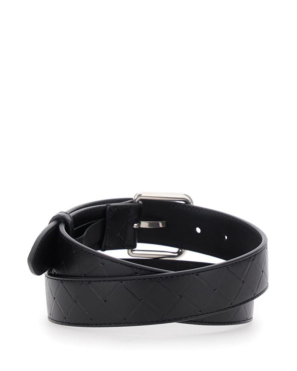 Bottega Veneta Black Belt With Intrecciato Motif And Buckle Closure for men