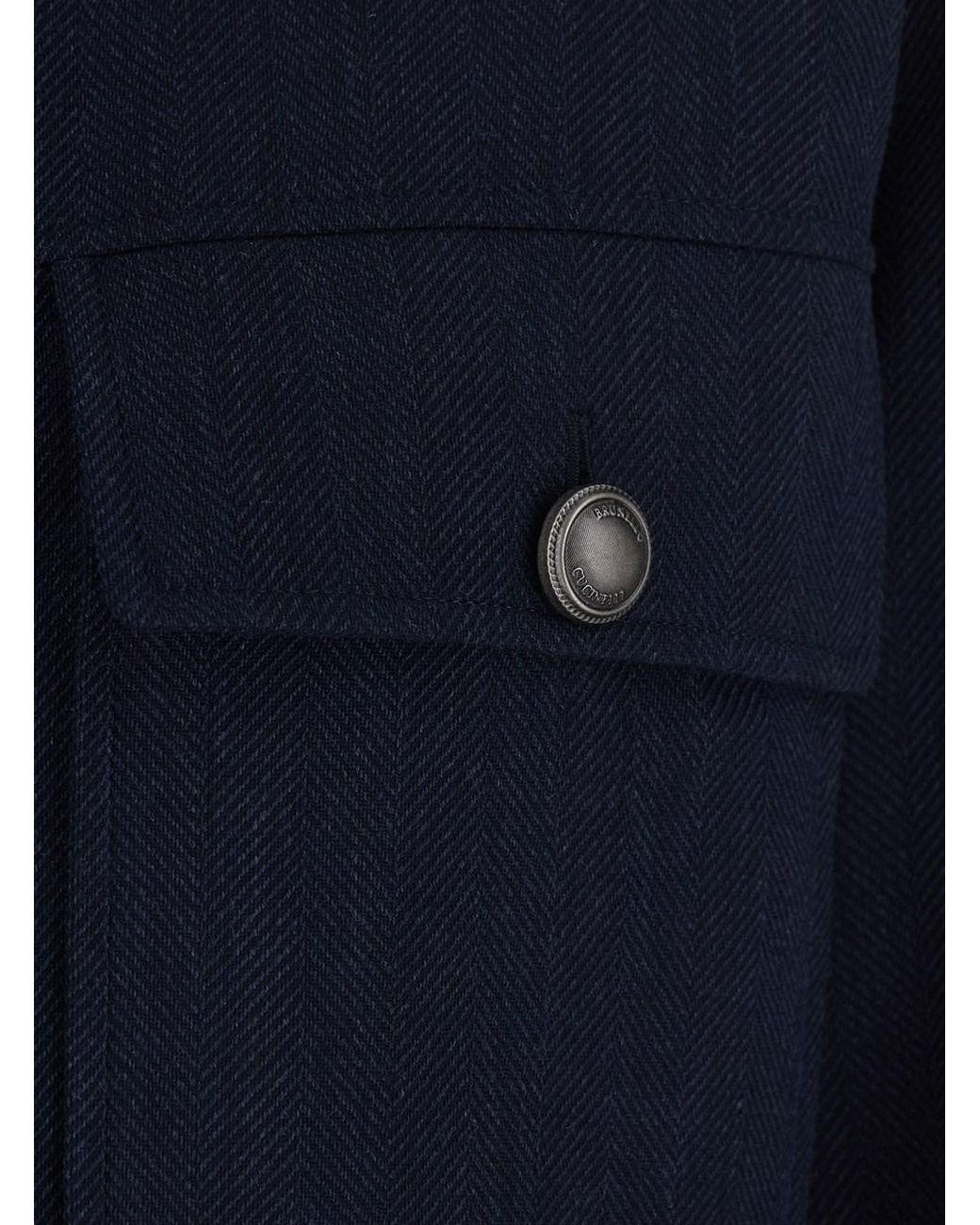 Brunello Cucinelli Blue Cropped Wool Jacket Blazers