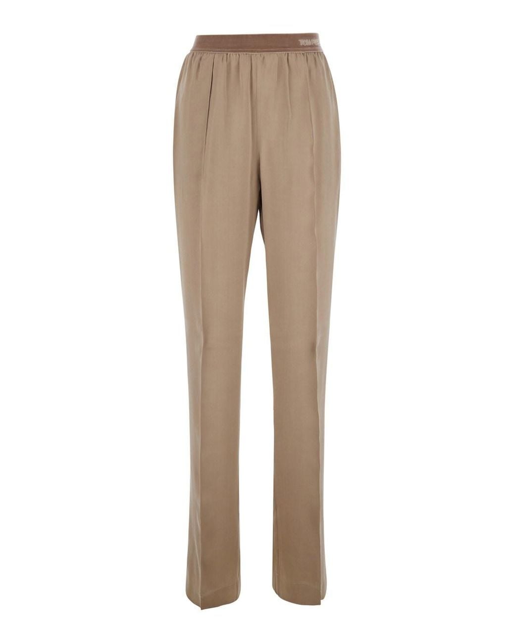 Tom Ford Natural Pants With Elasticated Waist With Logo Lettering