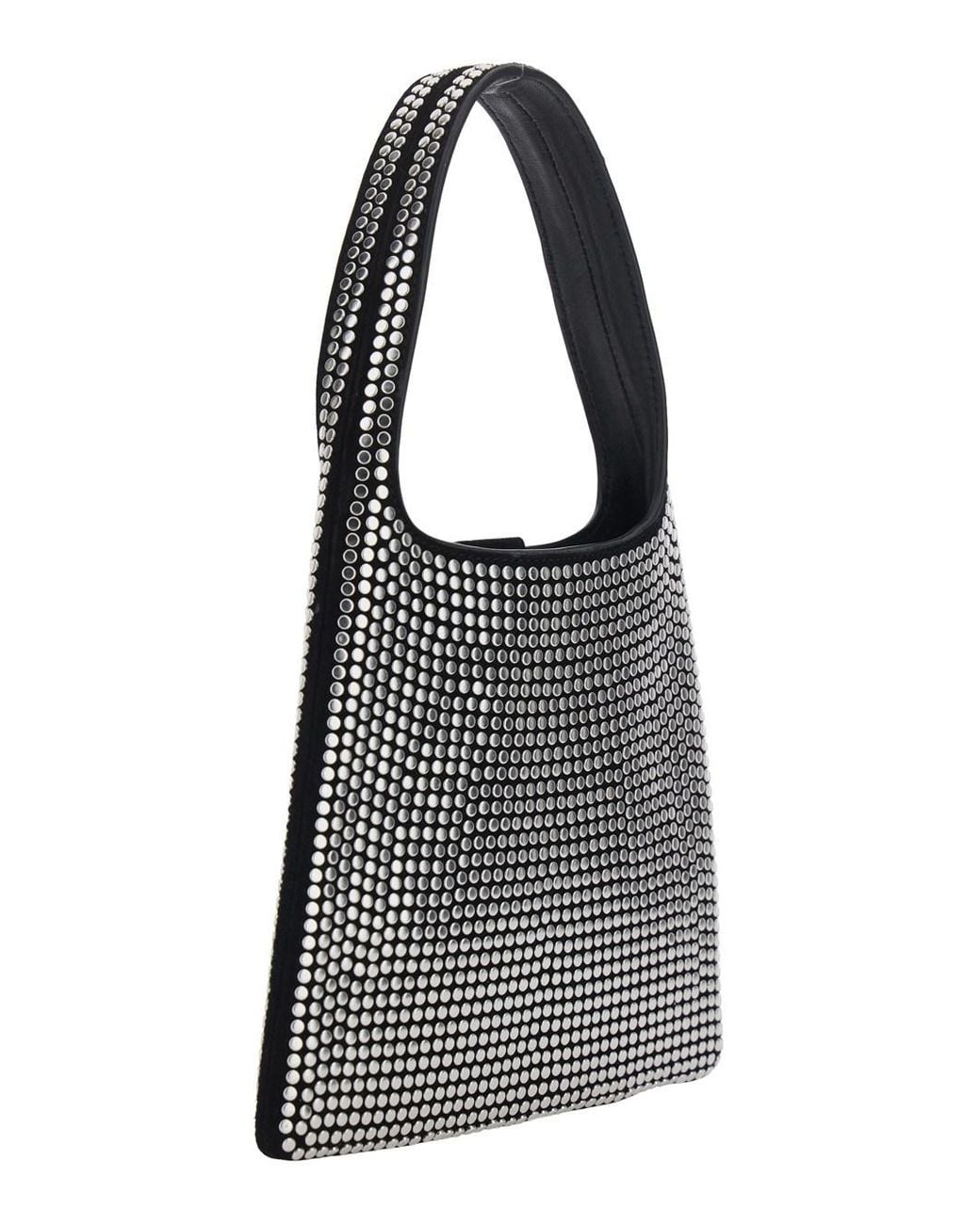Alaïa Black Leather Hobo S Studs Bag With Metal Details For