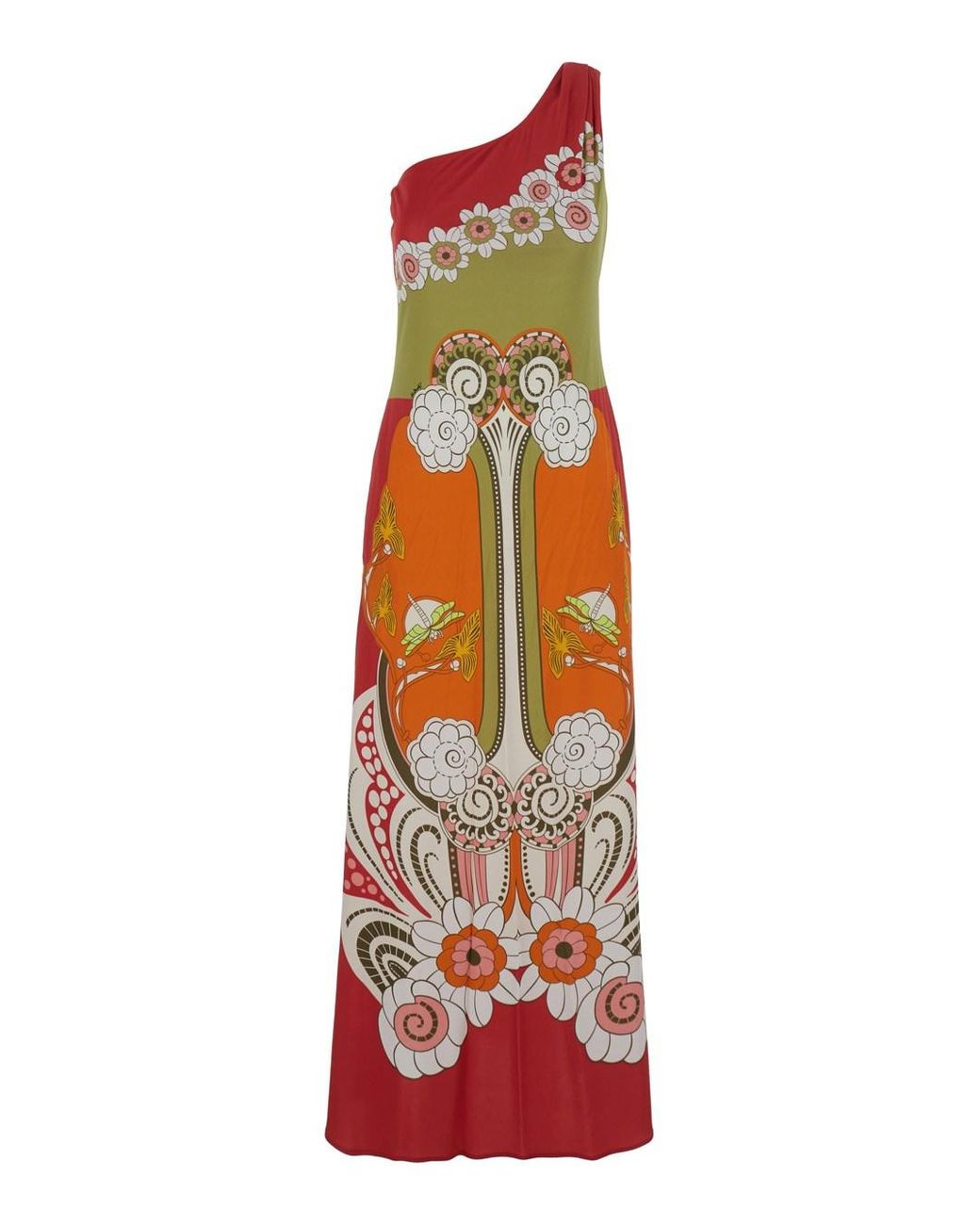 LaDoubleJ White One-Shoulder Long Dress Clingy Roy Silk