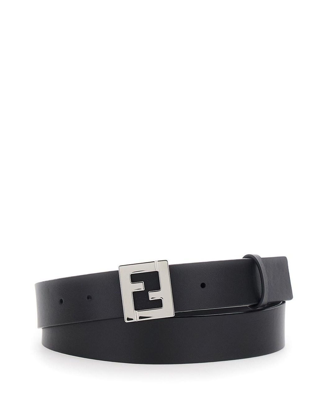 Fendi Black 3 Cm Pelle Ff Metal for men