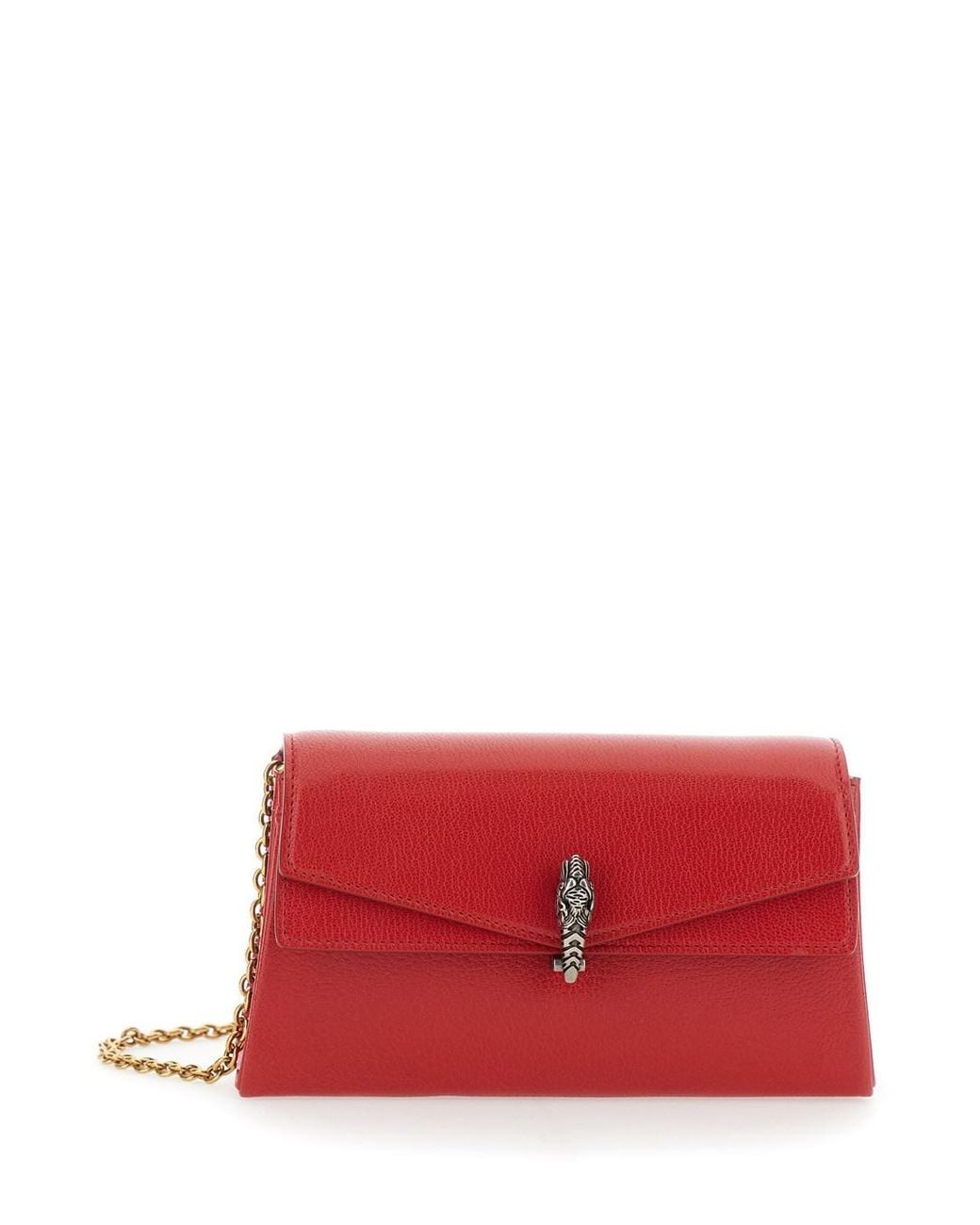 Gucci Red 'Dyonisus' Small Shoulder Bag With Removable Chain Strap And Front Plate