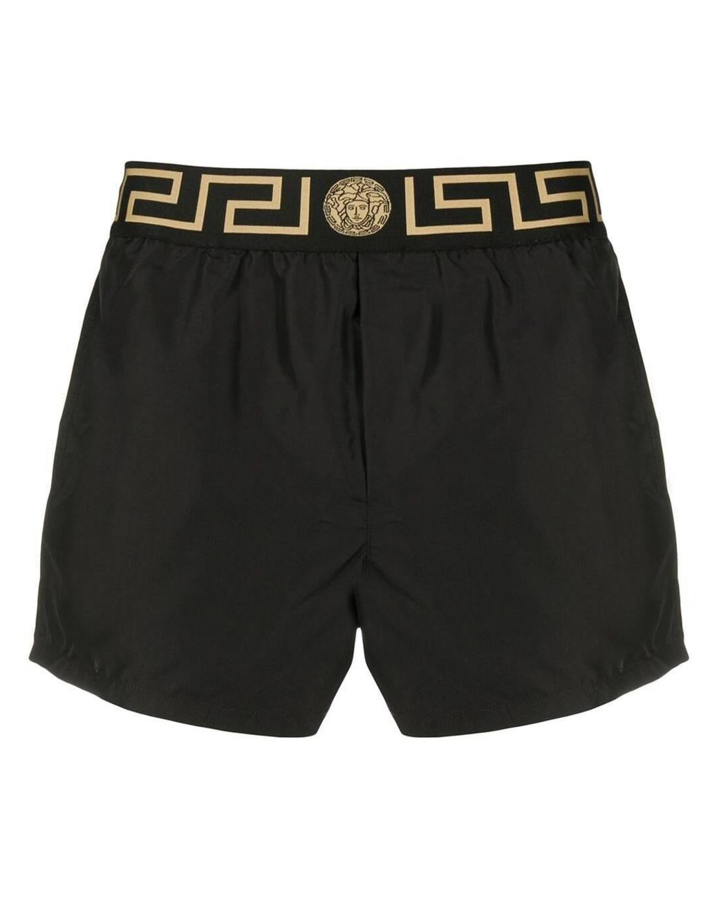 Versace Nylon Swim Shorts With Greca Detail Man in Black for Men | Lyst