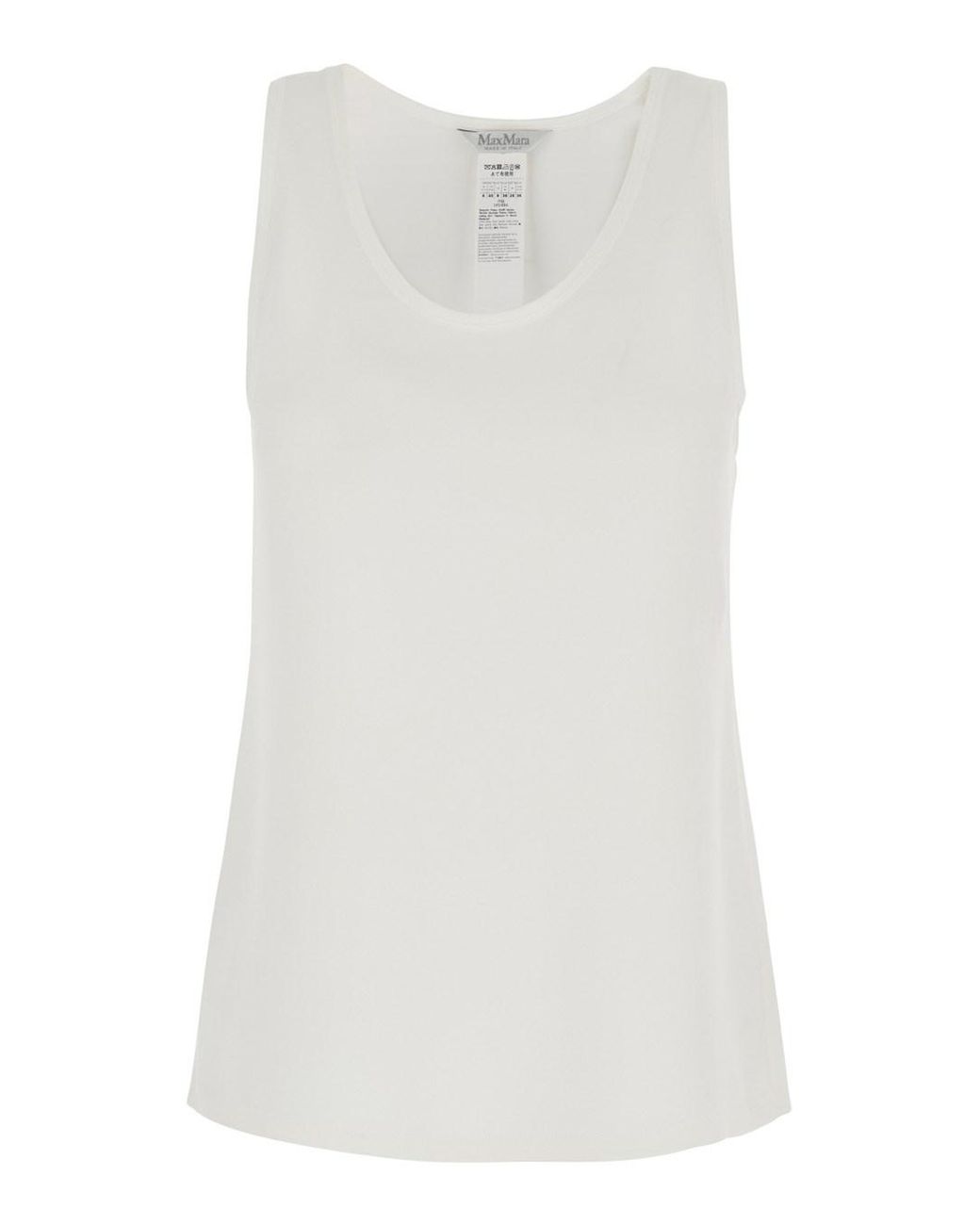 Max Mara White Sleeveless Top Pavido Silk Tops