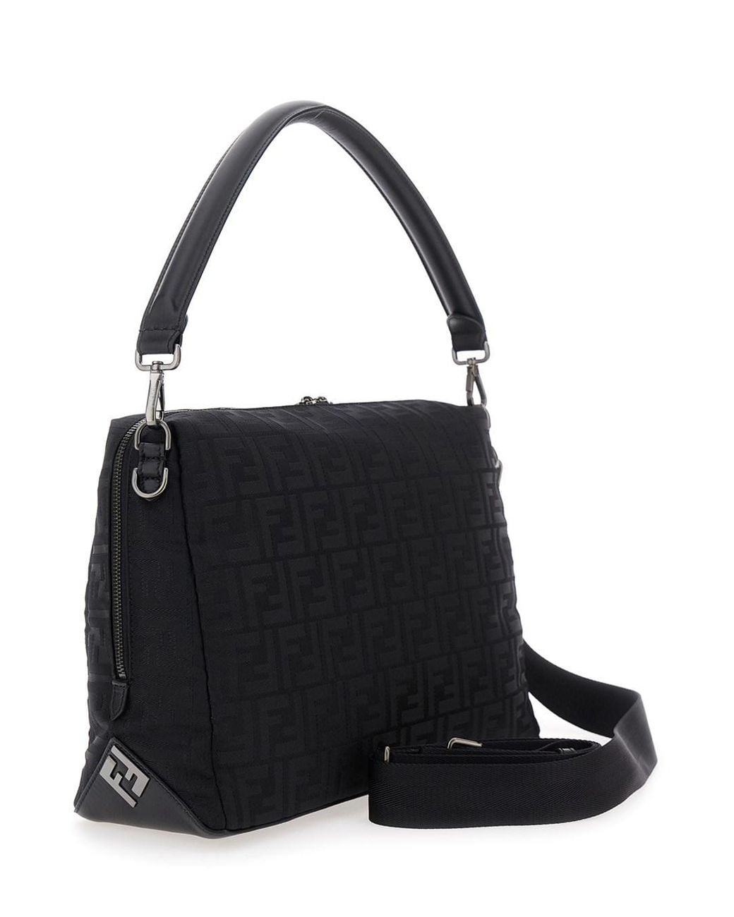 Fendi Black 'Lui Large' Shoulder Bag With All-Over Ff Motif for men