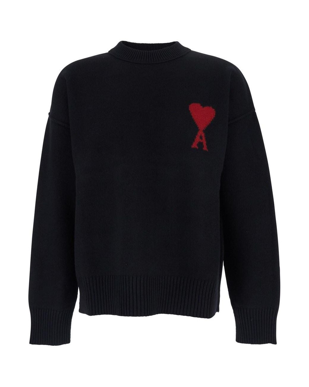 AMI Blue Crewneck Sweater With Adc Embroidery Wool Tops for men