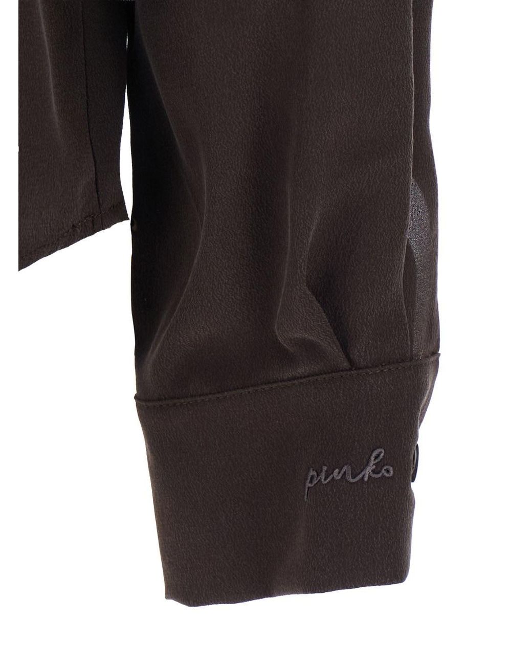 Pinko Black Crepe De Chine Pleated Shirt Silk Blouses