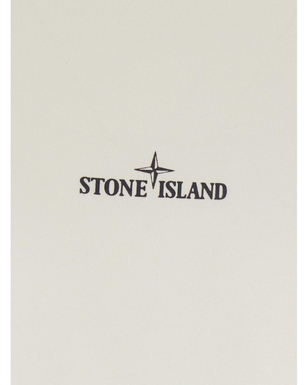Stone Island White T-Shirt Crew-Neck Cotton T-Shirts for men