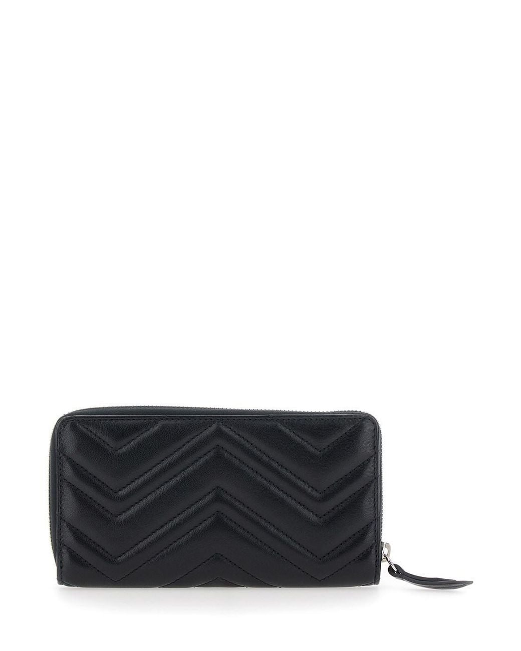 Gucci Black Wallet With Gg Motif On The Front And Zip Closure