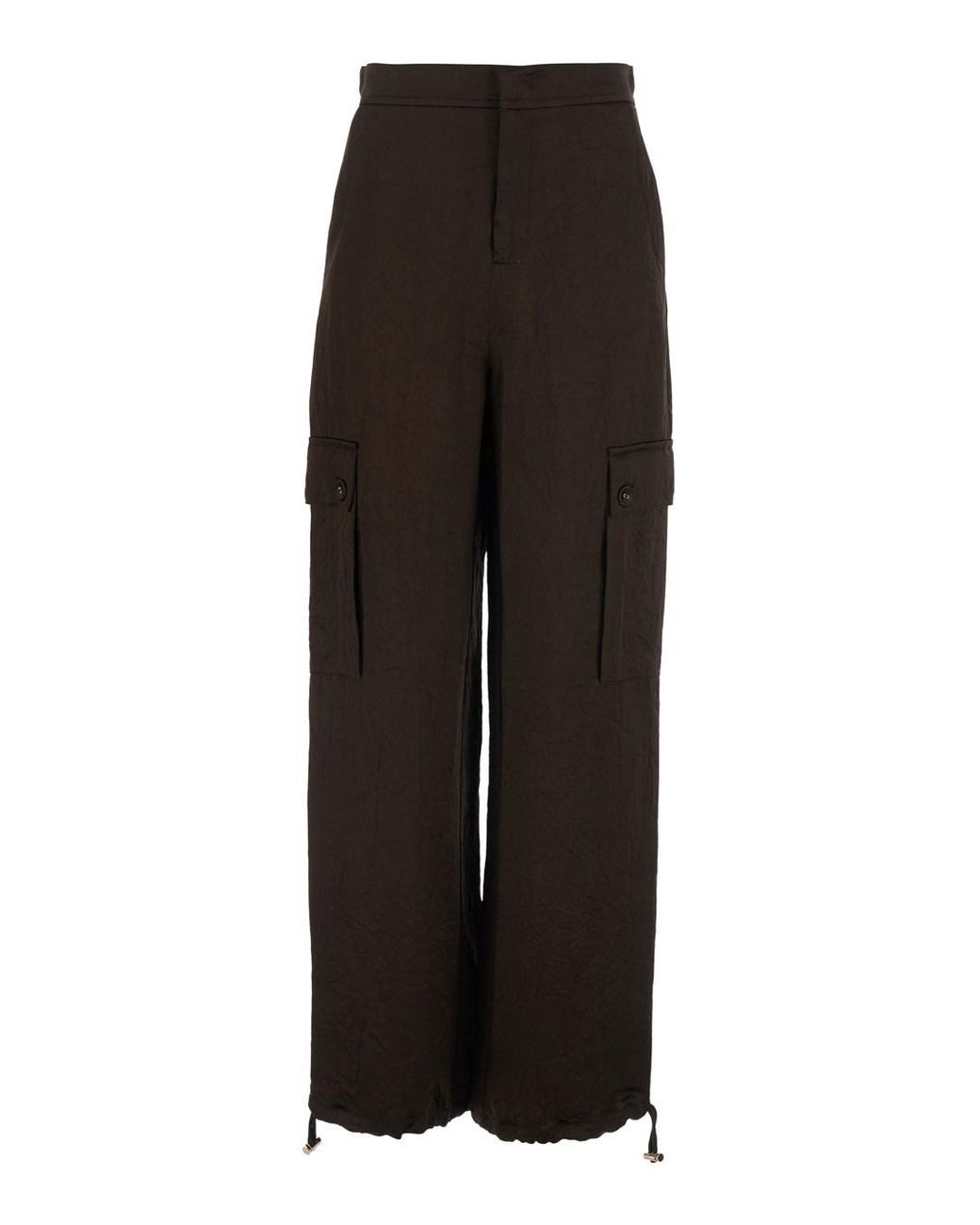 Twinset Black Pants With Two Patch Pockets On The Side And Drawstring