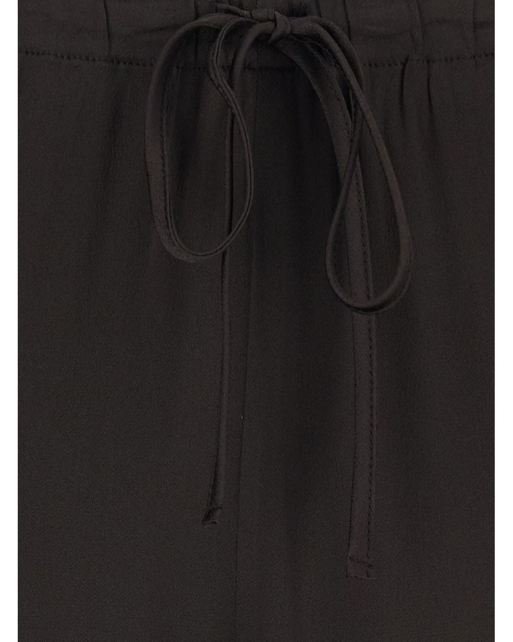 Semicouture Black Silk Blend Pants With Elastic Waist And Drawstring F