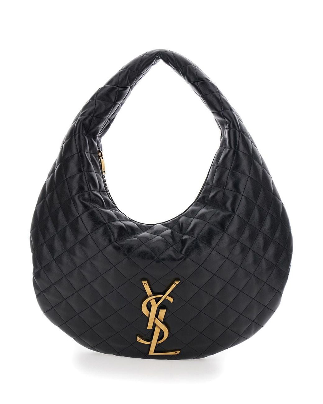 Saint Laurent Black Shoulder Bag 'Ysl Bo Icare Hobo' With Simple Design