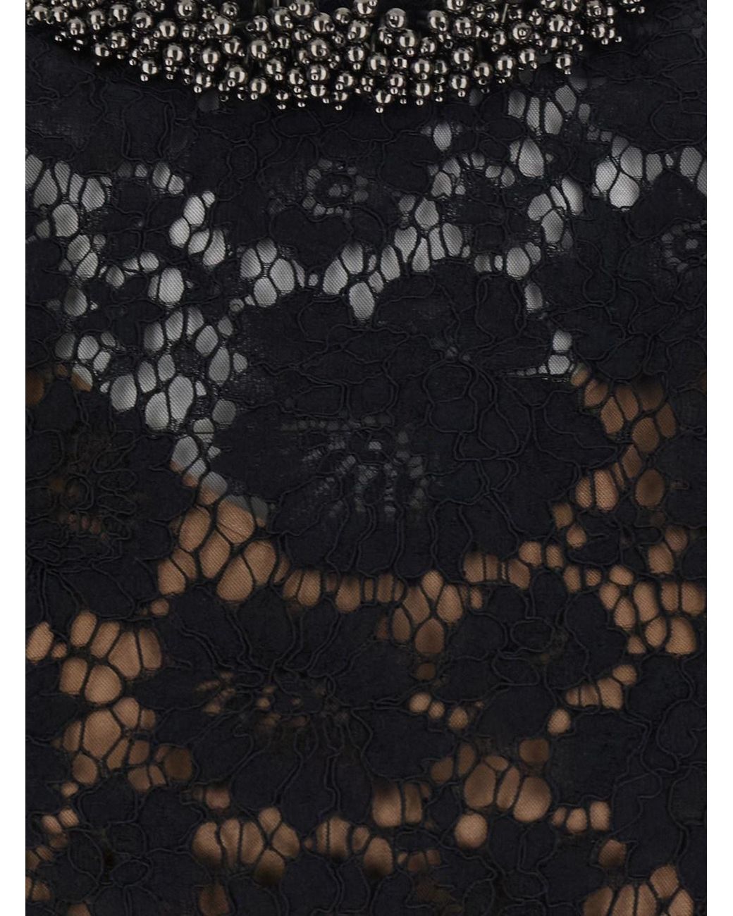 Self-Portrait Black Mini Dress With Lace Sleeves Polyamide