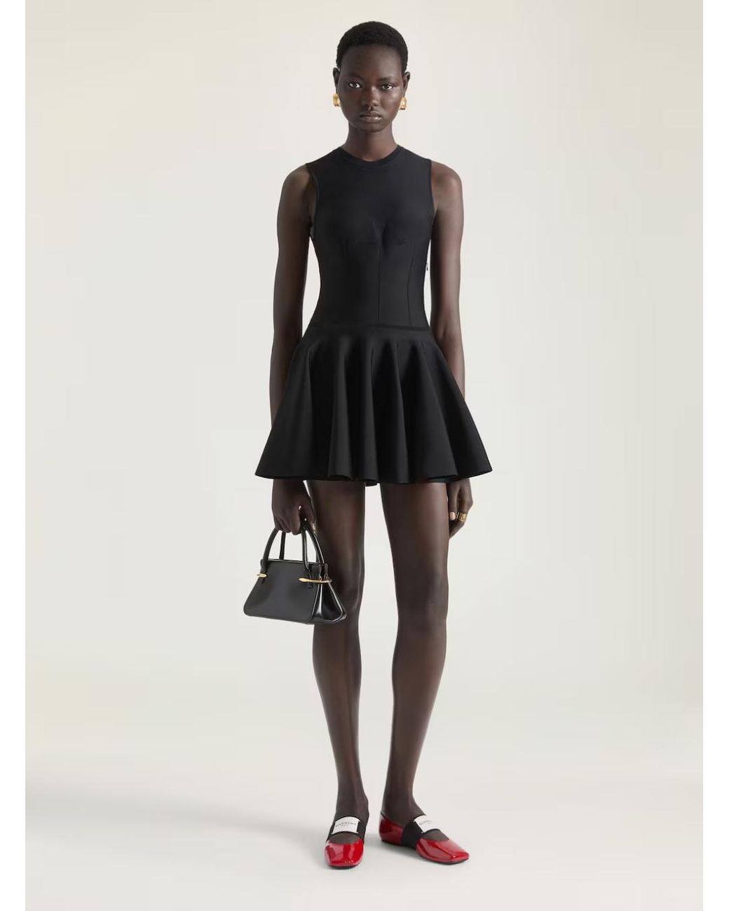 Givenchy Black Crew Neck Dress With Flared Skirt
