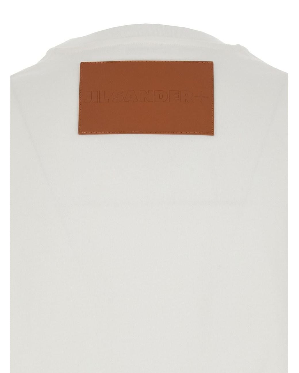 Jil Sander White Crew Neck T-Shirt With Embossed Logo