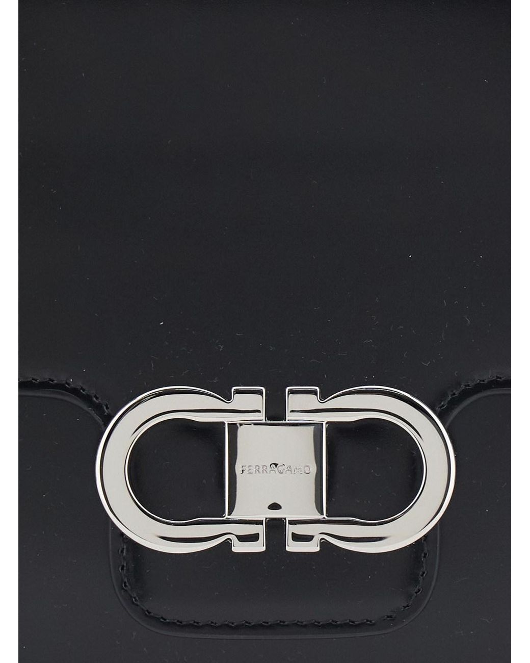Ferragamo Black Crossbody Bag Gancini Leather Calf Shoulder
