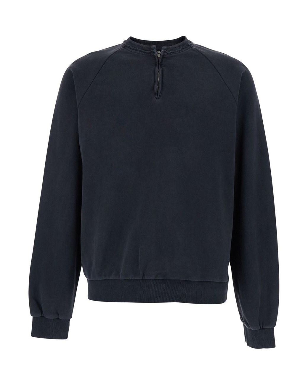 TONYWACK Blue Crewneck Sweatshirt With Half Zip Closure On The Front for men