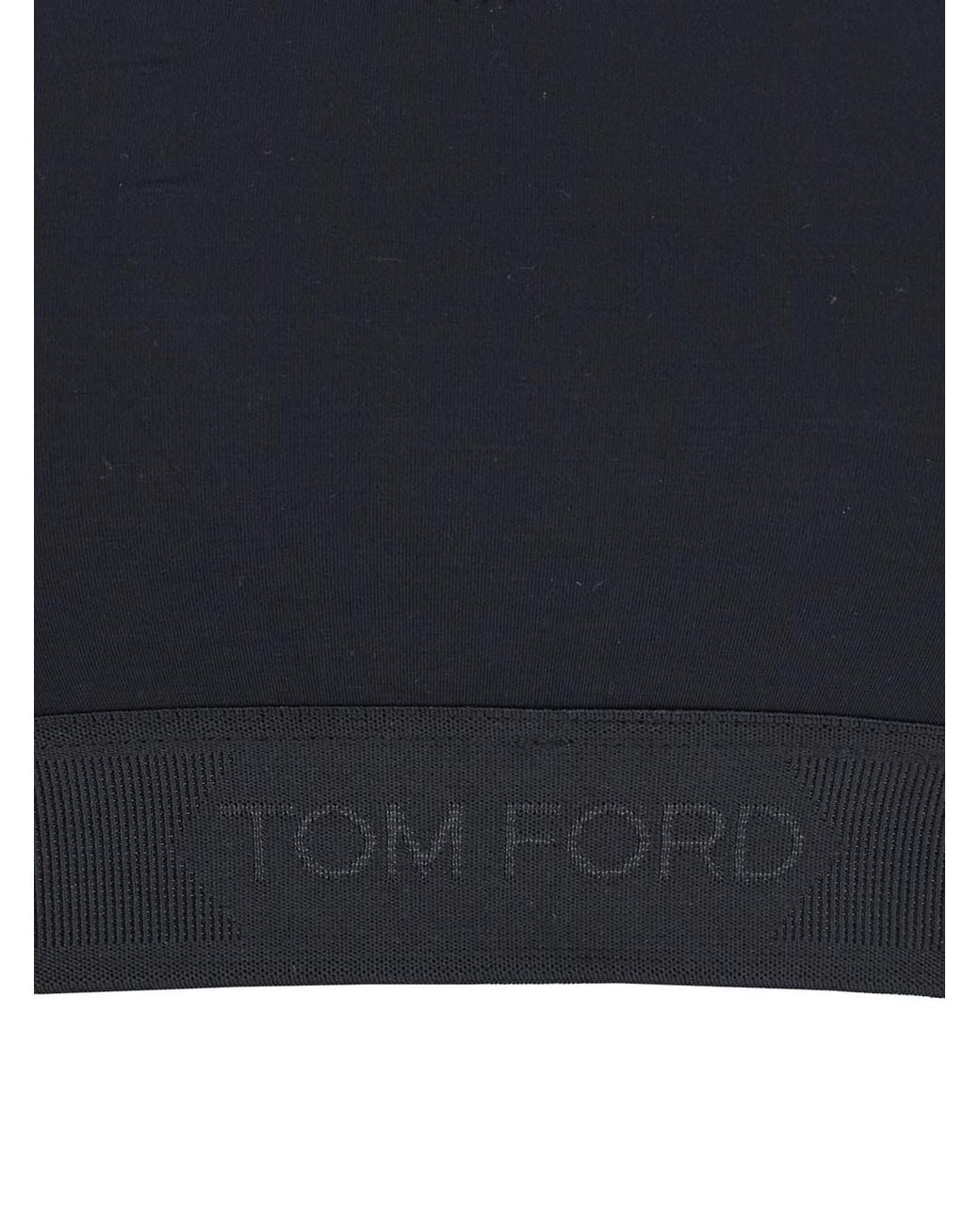 Tom Ford Blue Bralette Top With Scoop Neck And Logo Lettering On The Front