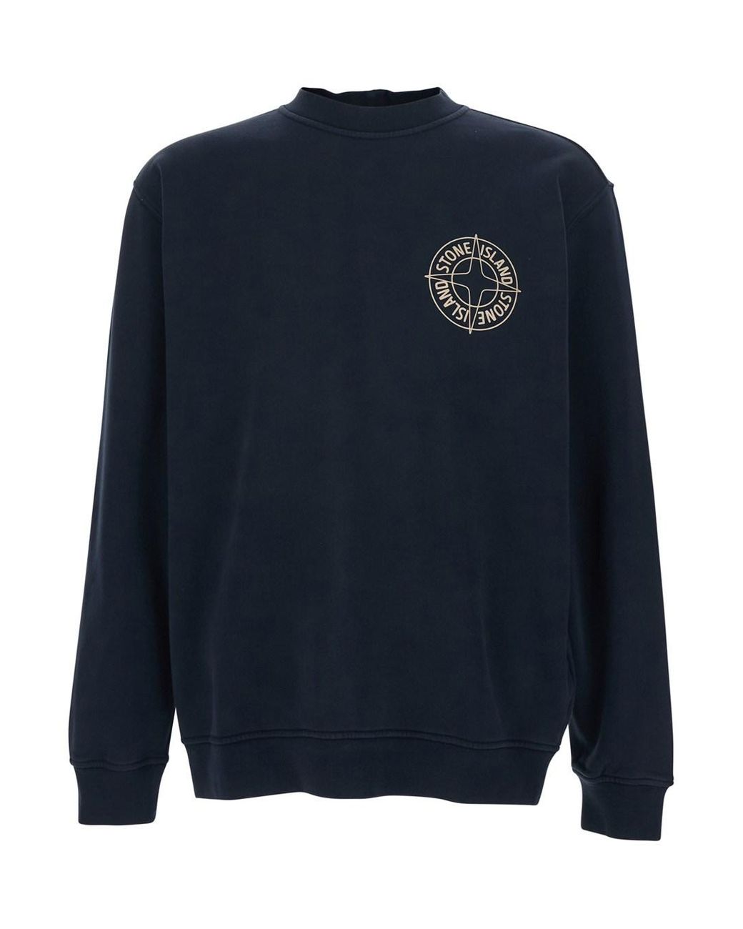 Stone Island Blue Crewneck Sweatshirt With Logo Detail On The Front And Maxi Logo On The Rear for men