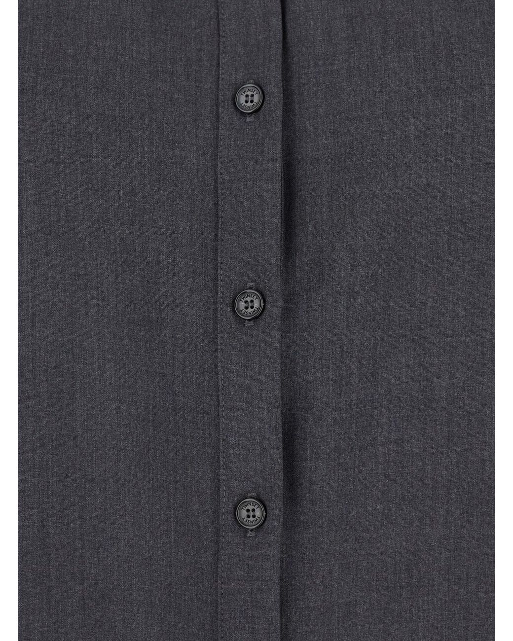 Camicia Con Colletto Classico E Placca Logo Sul Retro di Twinset in Gray