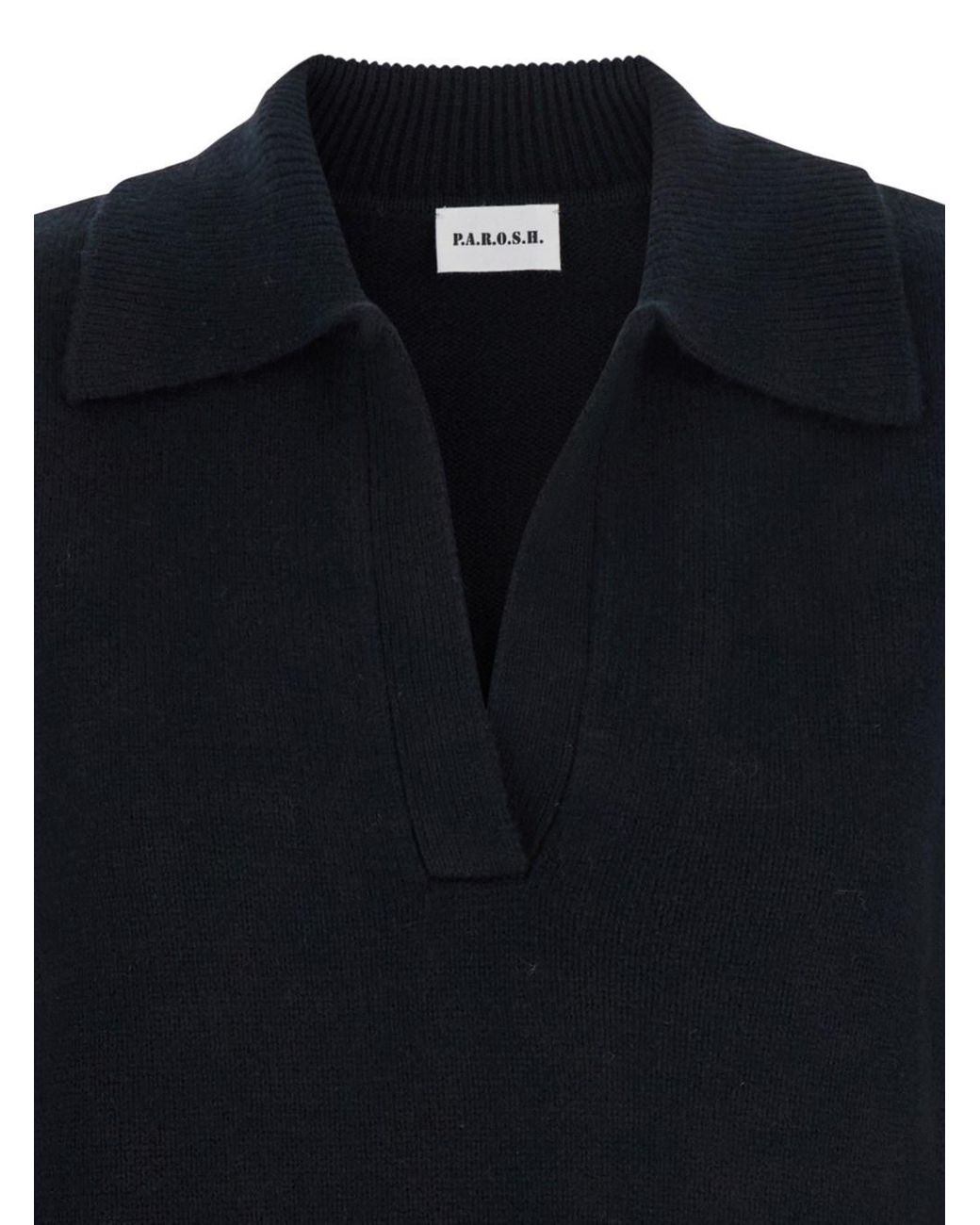 P.A.R.O.S.H. Blue P.A.R.O..H. Sweater With Polo Shirt Style Collar And Dropped Sh