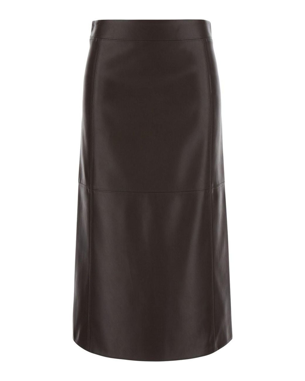 Max Mara Brown Midi Skirt Crisma Leather Polyester