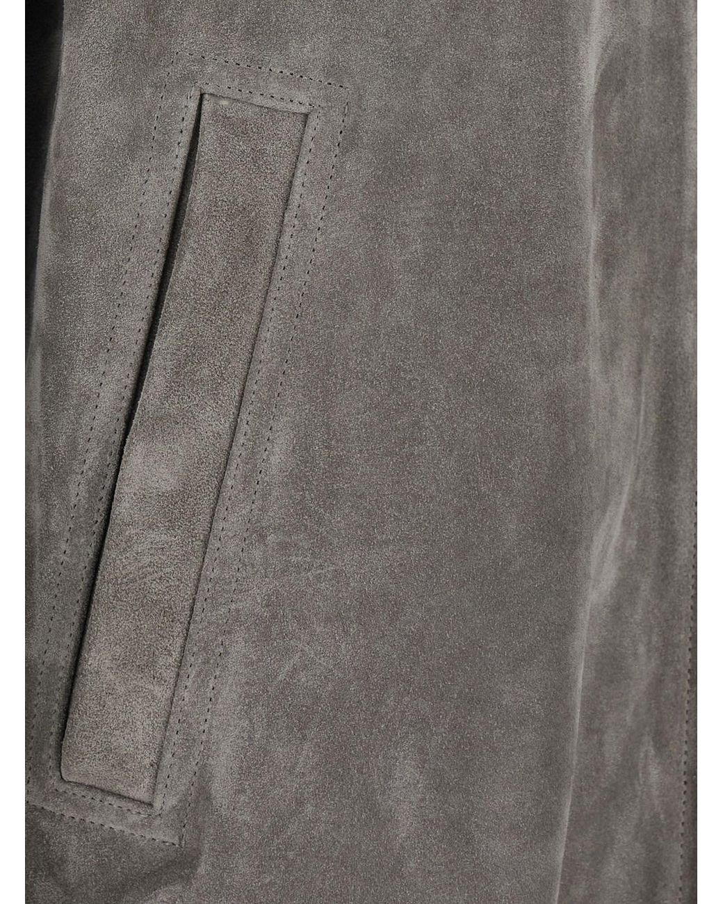 Rick Owens Gray Jacket Brad Suede Coat for men