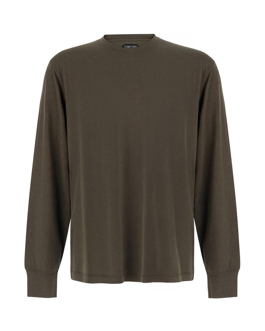 Tom Ford Green Long Sleeve T-Shirt With Logo On The Front for men