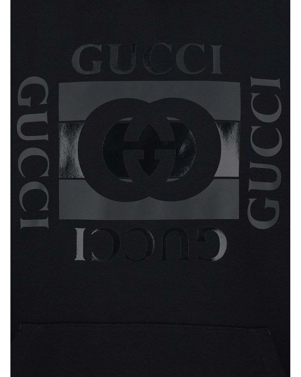 Gucci Blue Sweatshirt With Hood With Drawstring And Front Logo for men