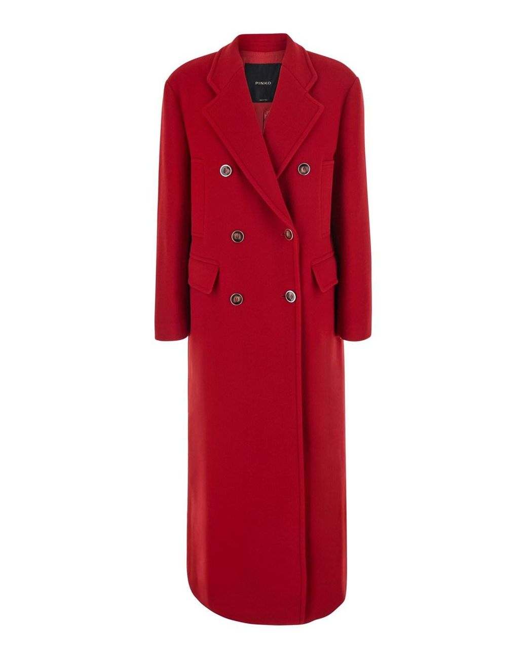 Pinko Red Coat Double-Breasted Wool