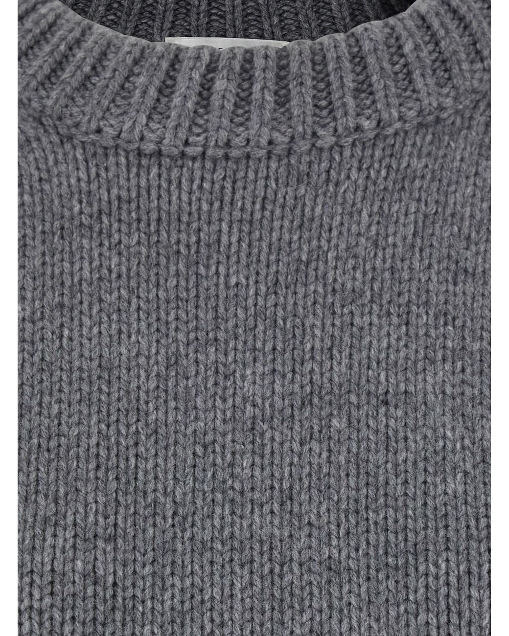 The Row Gray 'Ophelia' Sweater With Ribbed Design And Dropped Shoulder