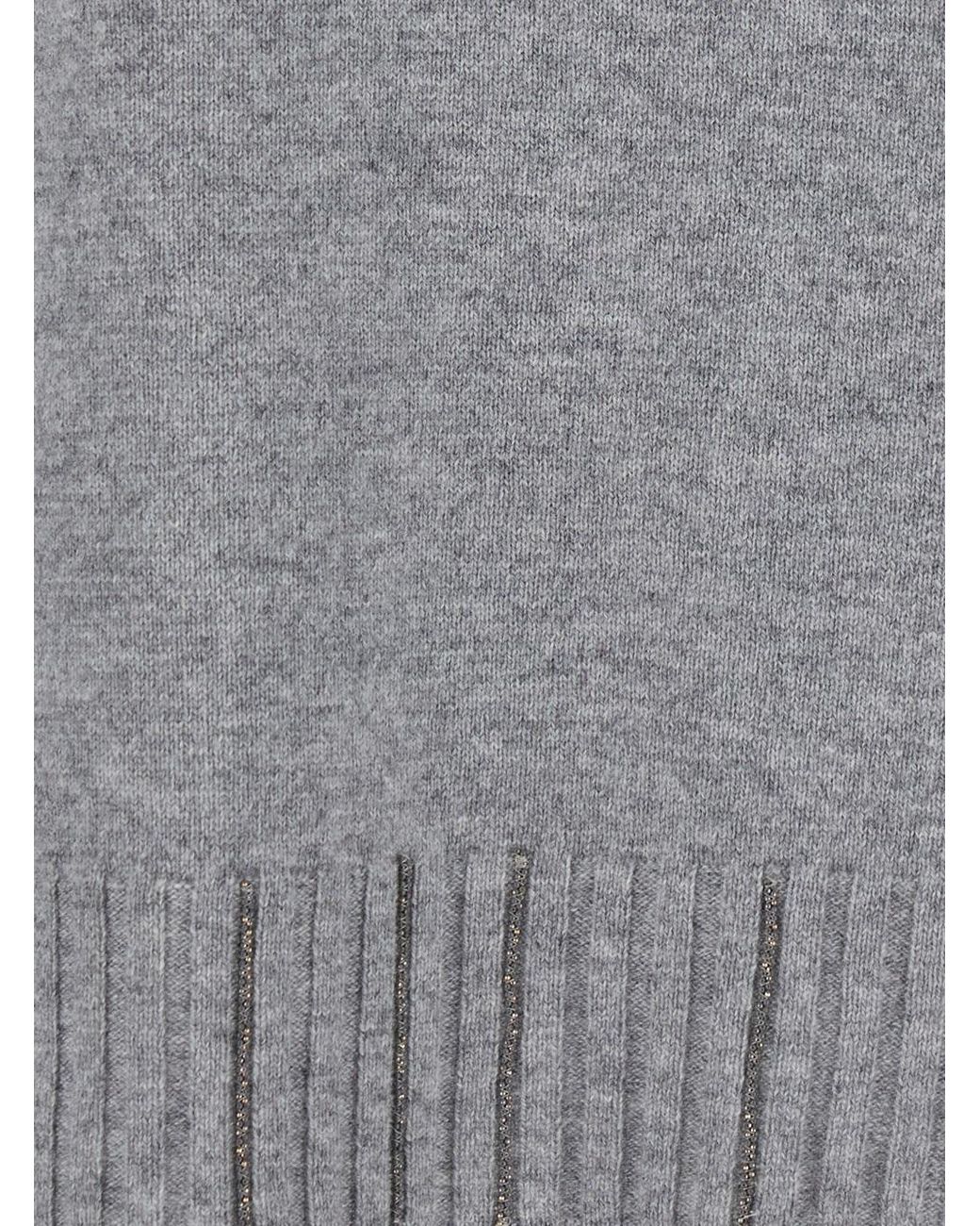 Fabiana Filippi Gray Sweater Crew Neck Wool-Silk-Cashmere Tops