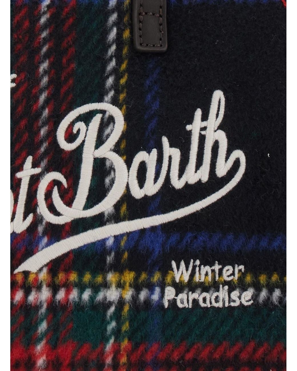 Mc2 Saint Barth Black Vanity Mini Wool N Bag With Tartan And Tech Fabric Mul
