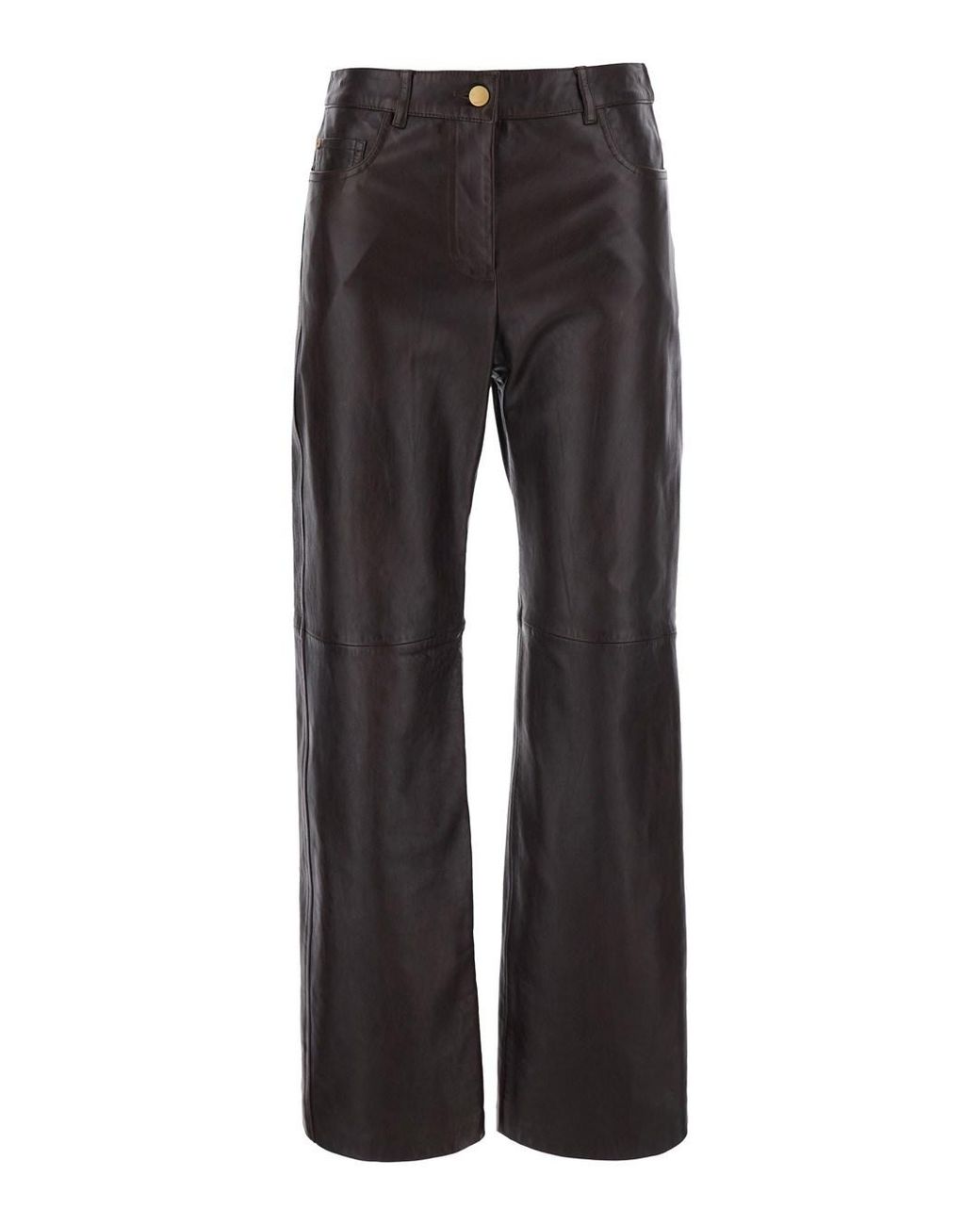 Max Mara Gray Trousers Pesca Leather Lamb