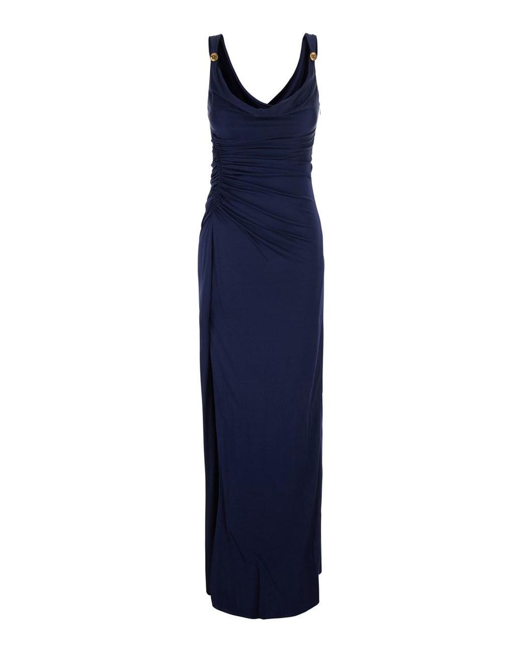 Versace Blue Versace Deep V-Neck Viscose Dress